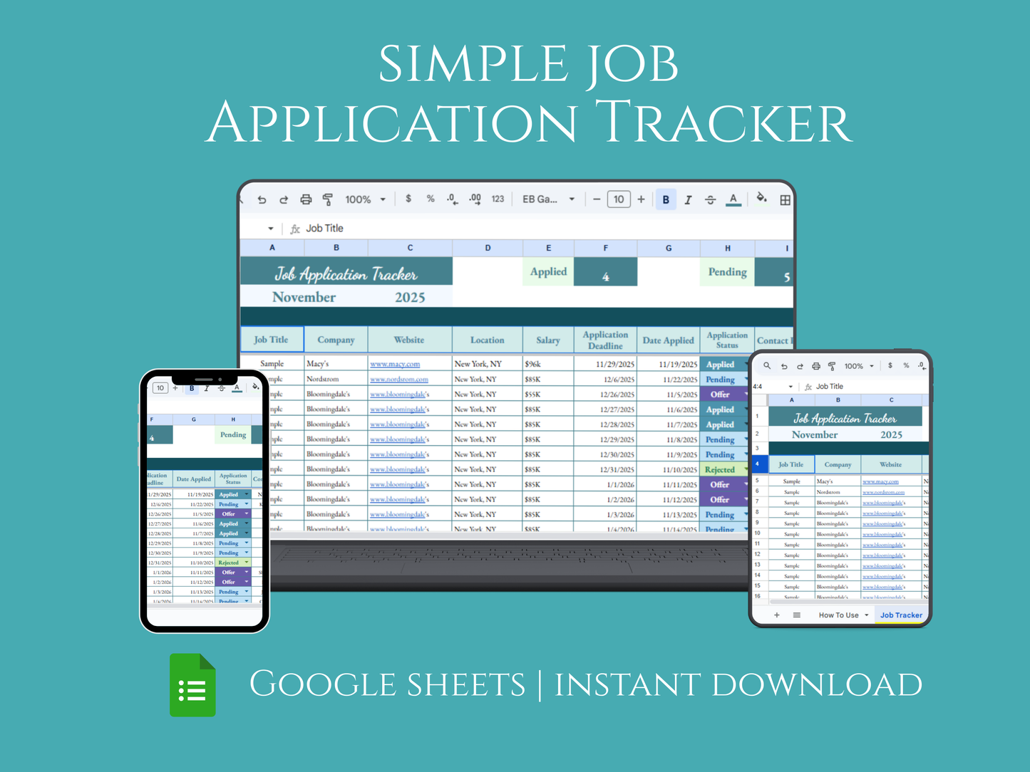 Job Application Tracker – Google Sheets (PLR Included!)